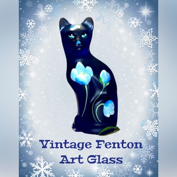🔹VINTAGE Fenton Art Glass, Stylized Cat Figurine, Cobalt Blue 🔹 - Picture 10 of 11